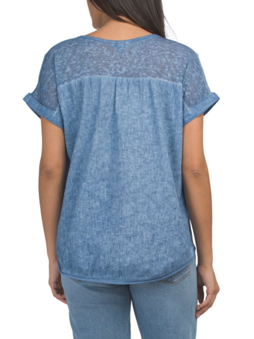 KAKTUS Made In Italy Linen Tee Short Sleeve Blue Relaxed Fit NWT